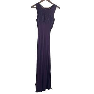 VTG Y2K Nostalgia Women Maxi Dress S Purple Rayon Beaded Gown Whimsigoth Fairy‎